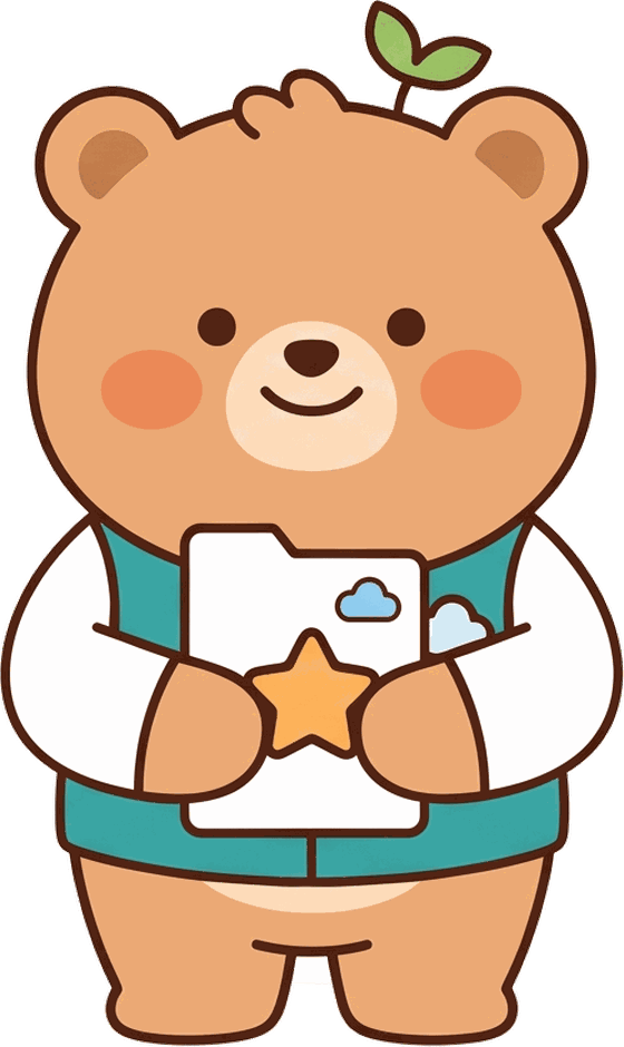 서식을 안고 있는 툴곰 캐릭터